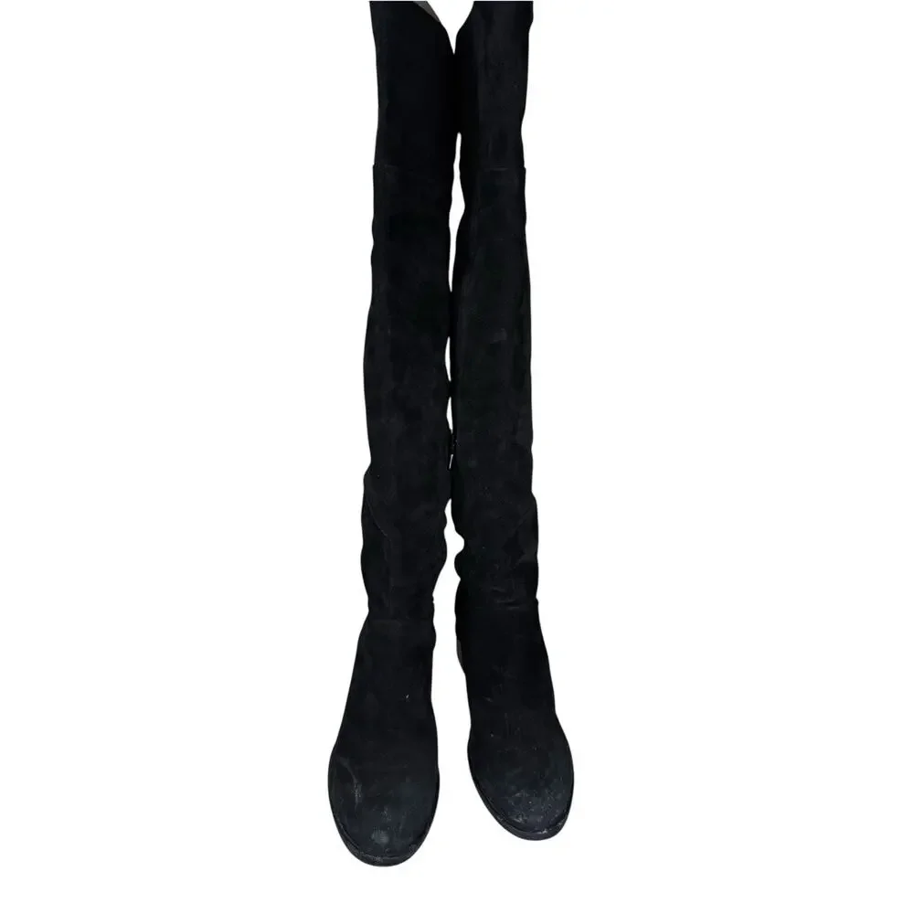 rag & bone Over The Knee Boots Black Suede Zip Block Heel IT 39.5 US 9.5